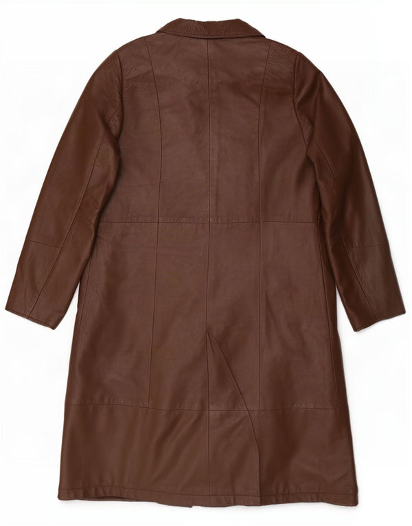 Vintage Womens Leather Coat UK 14 Medium Brown