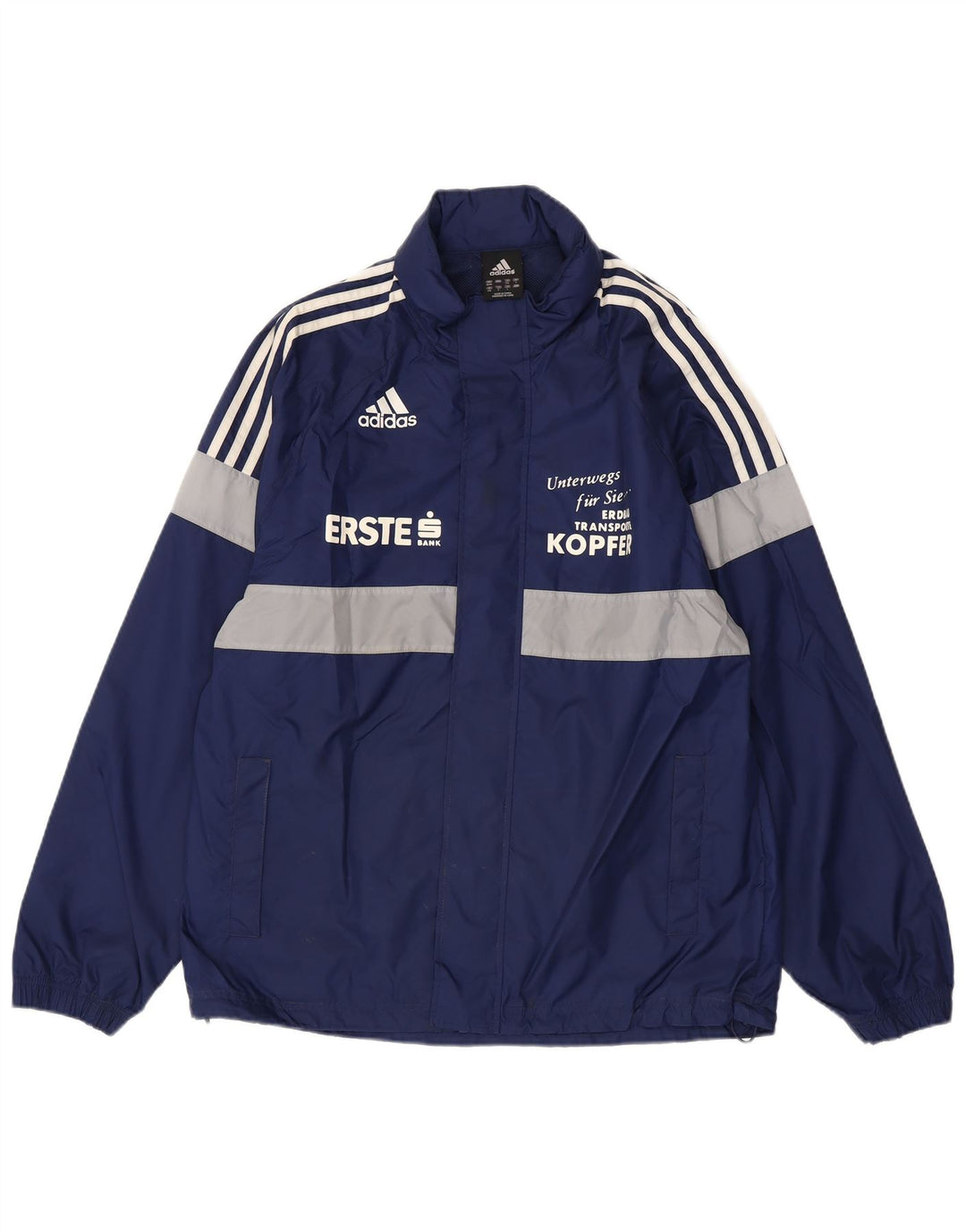 Adidas Grafisk regnjakke til mænd UK 38/40 Medium Navy Blue Colourblock