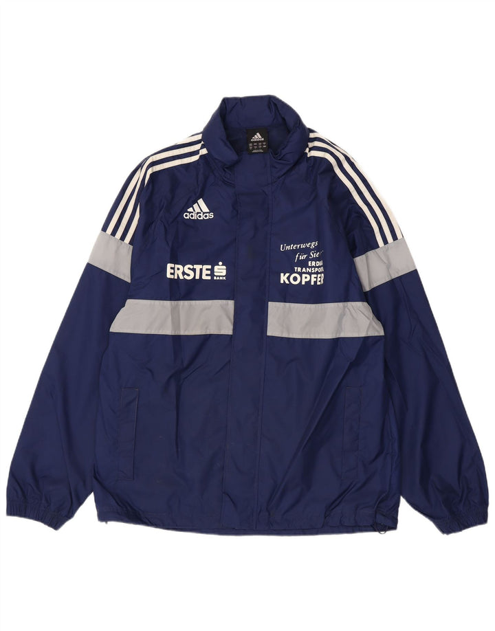 Adidas Grafisk regnjakke til mænd UK 38/40 Medium Navy Blue Colourblock