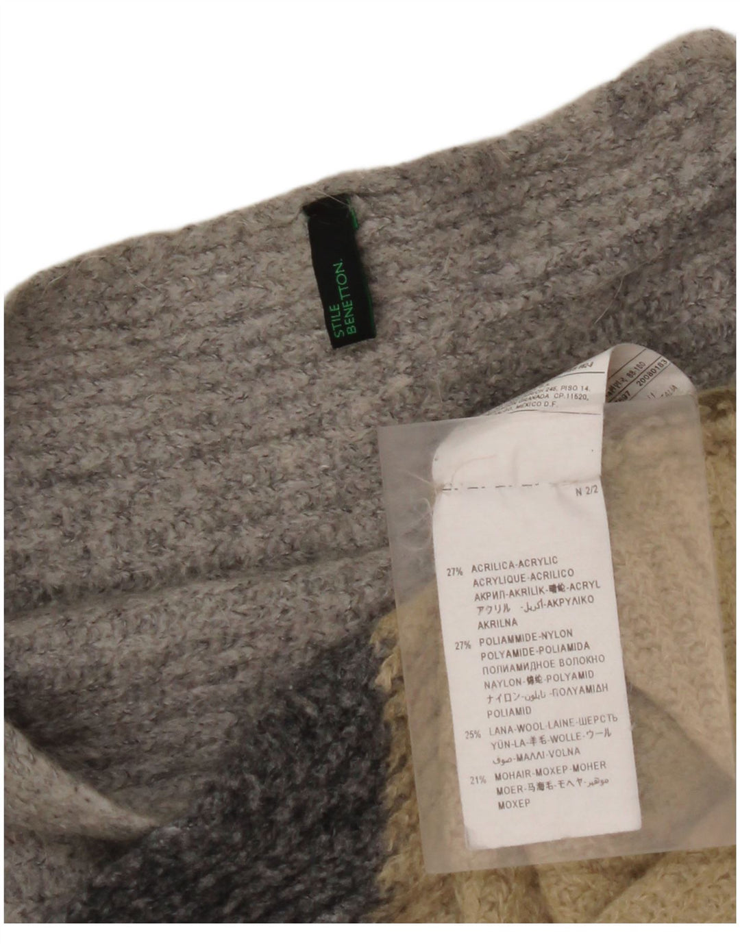 BENETTON Dame Boat Neck Jumper Sweater UK 14 Medium Flerfarvet