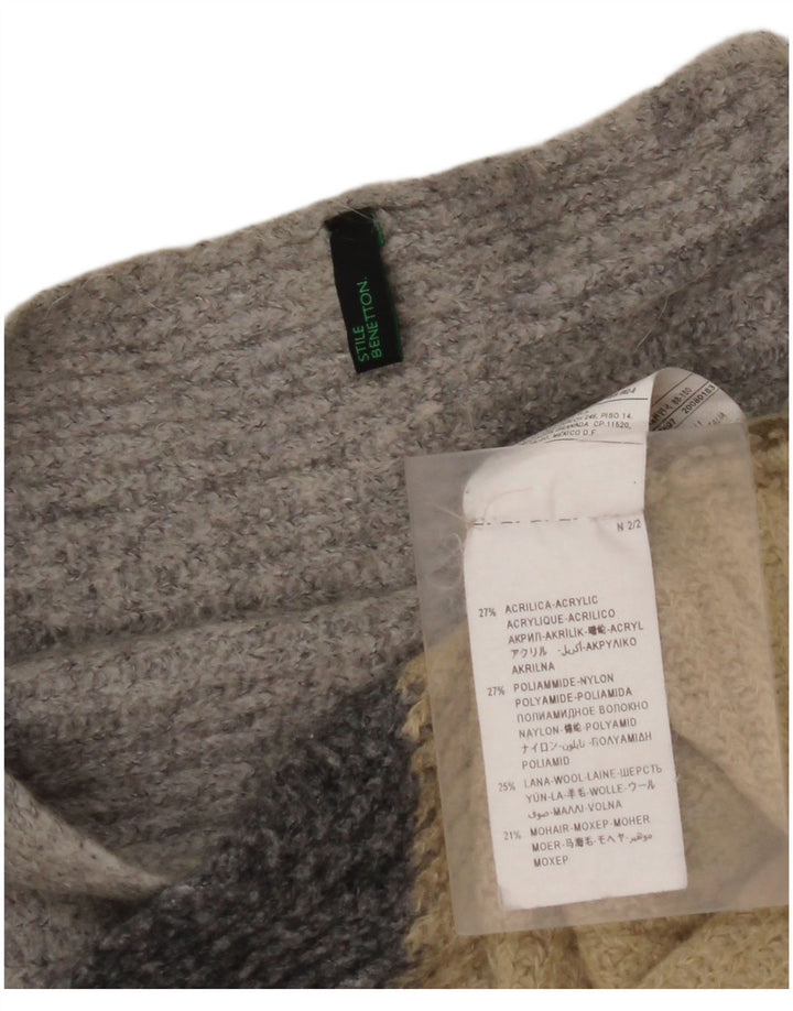 BENETTON Dame Boat Neck Jumper Sweater UK 14 Medium Flerfarvet