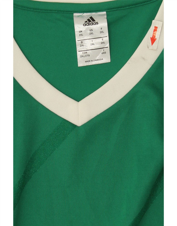 Adidas Herre Climalite Top Langærmet 2XL Grøn Stribet Polyester
