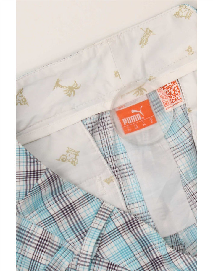 Puma Herre Chino Shorts UK 8 Small W28 Blue Check