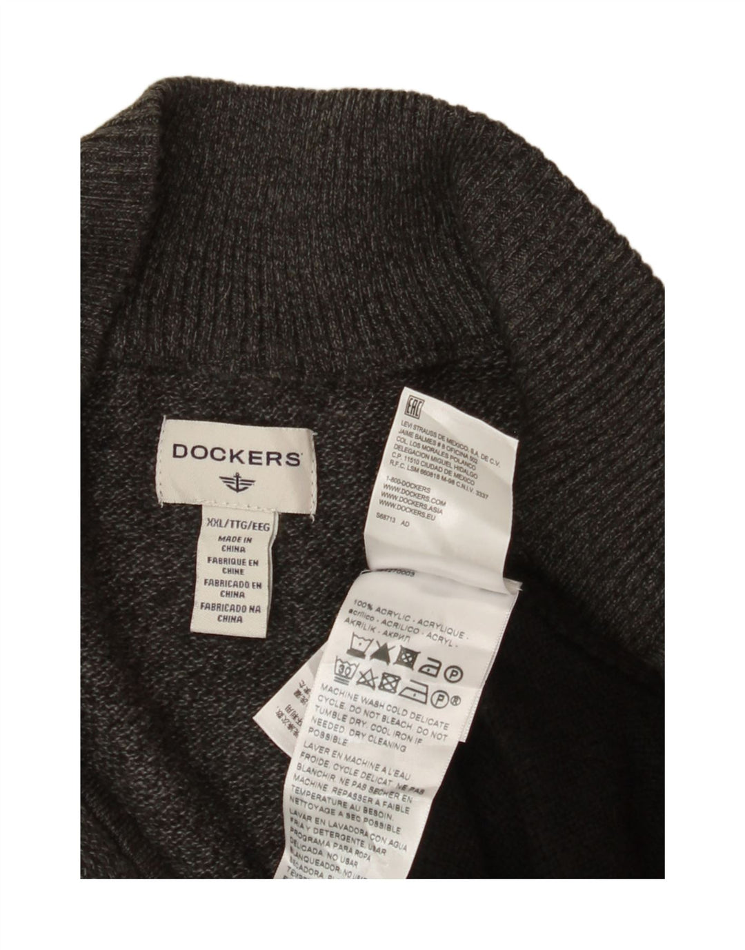 DOCKERS Mens Zip Neck Jumper Sweater 2XL Multicoloured Colourblock Acrylic Vintage Dockers and Second-Hand Dockers from Messina Hembry 