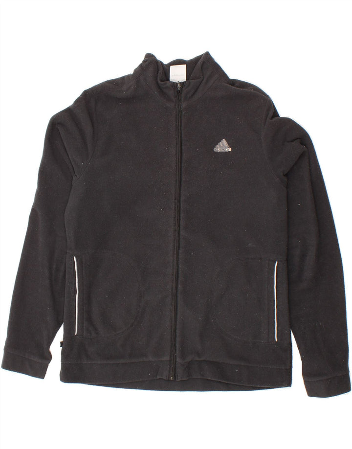 ADIDAS Womens Fleece Jacket UK 12 Medium Black Polyester Vintage Adidas and Second-Hand Adidas from Messina Hembry 