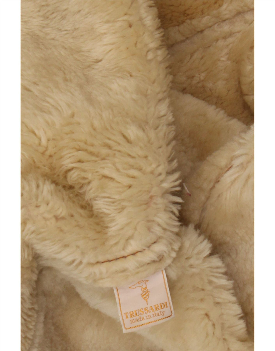 Trussardi Dame Shearling Coat UK 18 XL Beige Læder