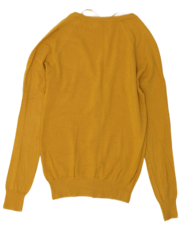 Zara Dame Cardigan Sweater UK 12 Medium Gul Bomuld