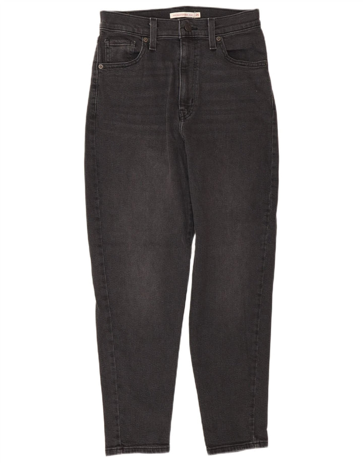 LEVI'S Dame Mom Jean Crop Højtaljede Jeans W26 L26 Grå Bomuld
