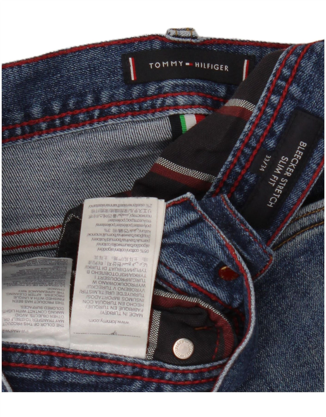 Tommy Hilfiger Herre Bleecker Slim Jeans W33 L34 Blå Bomuld