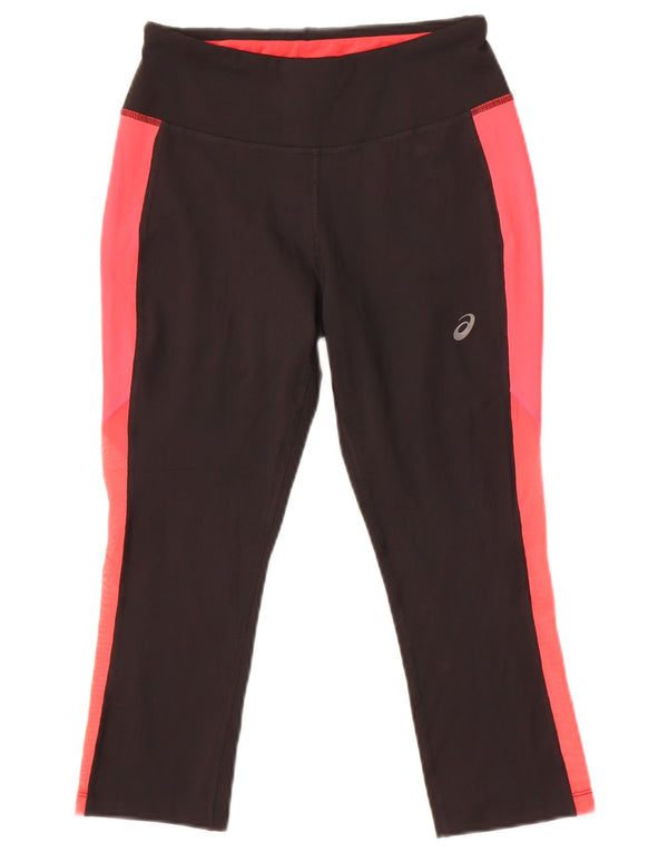 Asics Dame Capri Leggings UK 10 Small Black Colourblock Polyester