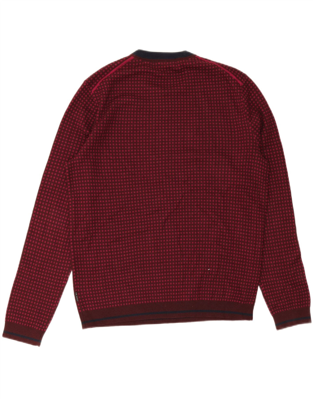 Ted Baker Herre trøjetrøje med rund hals str. 5 XL Burgund ternet uld