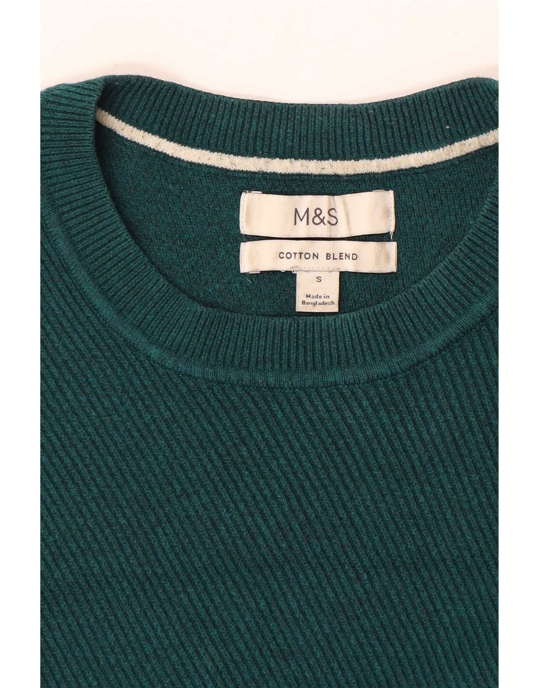 Marks & Spencer Herre sweater med rund hals, lille grøn bomuld
