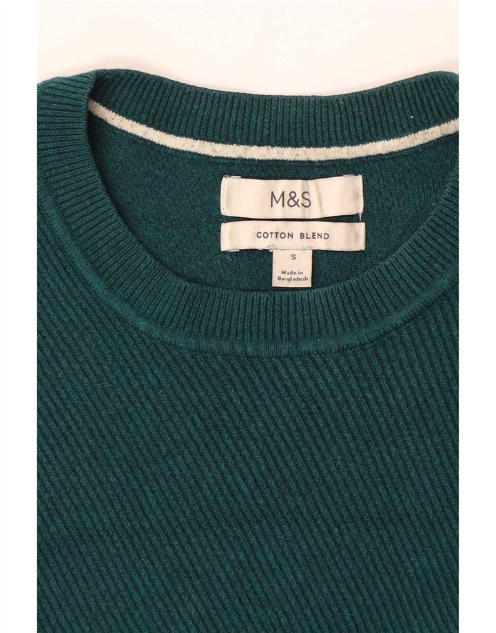 Marks & Spencer Herre sweater med rund hals, lille grøn bomuld