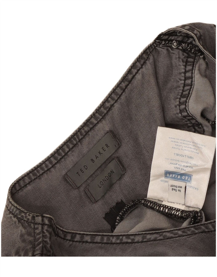 Ted Baker Dame A-Line Kjole Størrelse 2 Lille Grå Lyocell