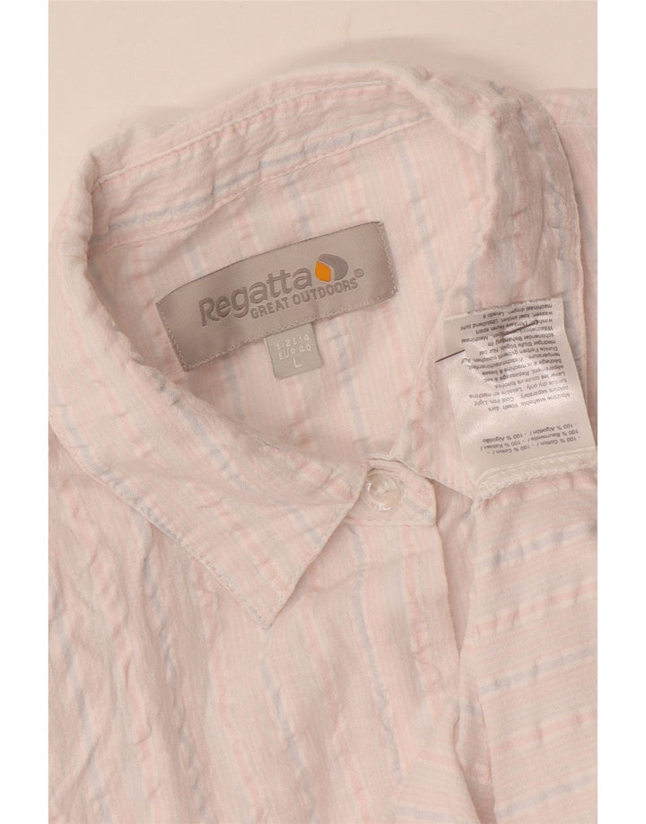 Regatta kortærmet skjorte til kvinder UK 14 Stor hvid stribet bomuld