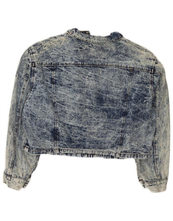 Vintage Womens Crop Oversized denimjakke IT 44 Medium Blue Cotton