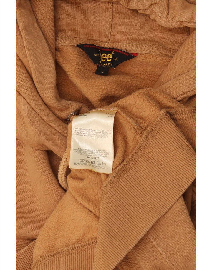Lee Herre Regular Fit Hoodie Jumper Stor Beige Bomuld