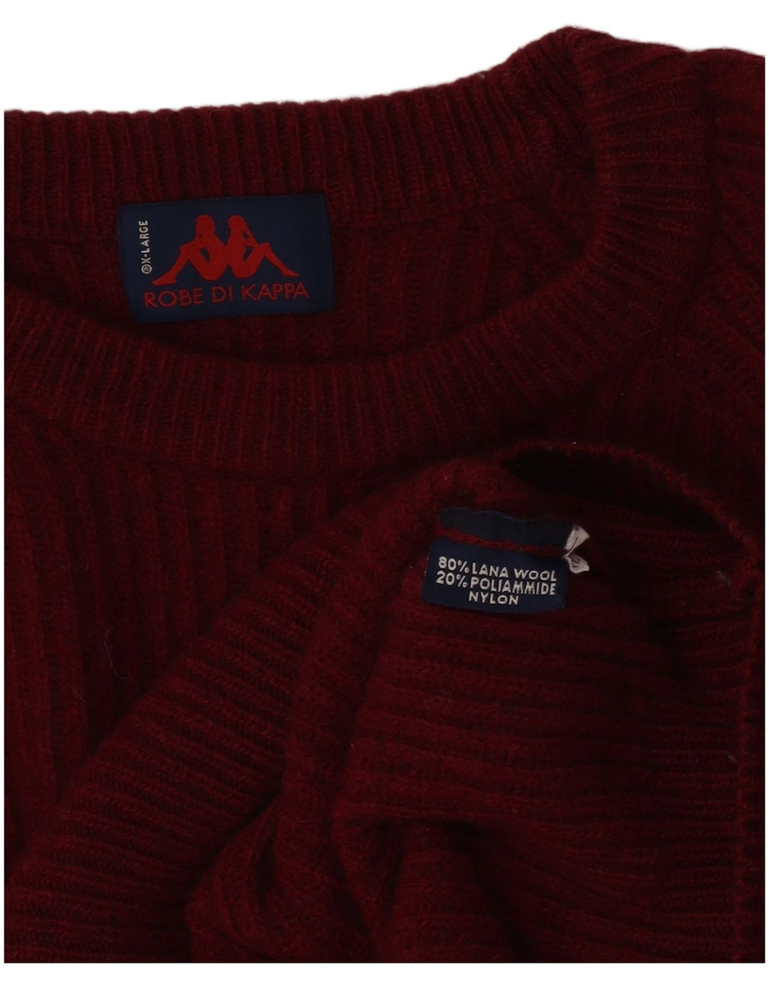 Kappa Herre Jumper Sweater med rund hals XL Bourgogne uld