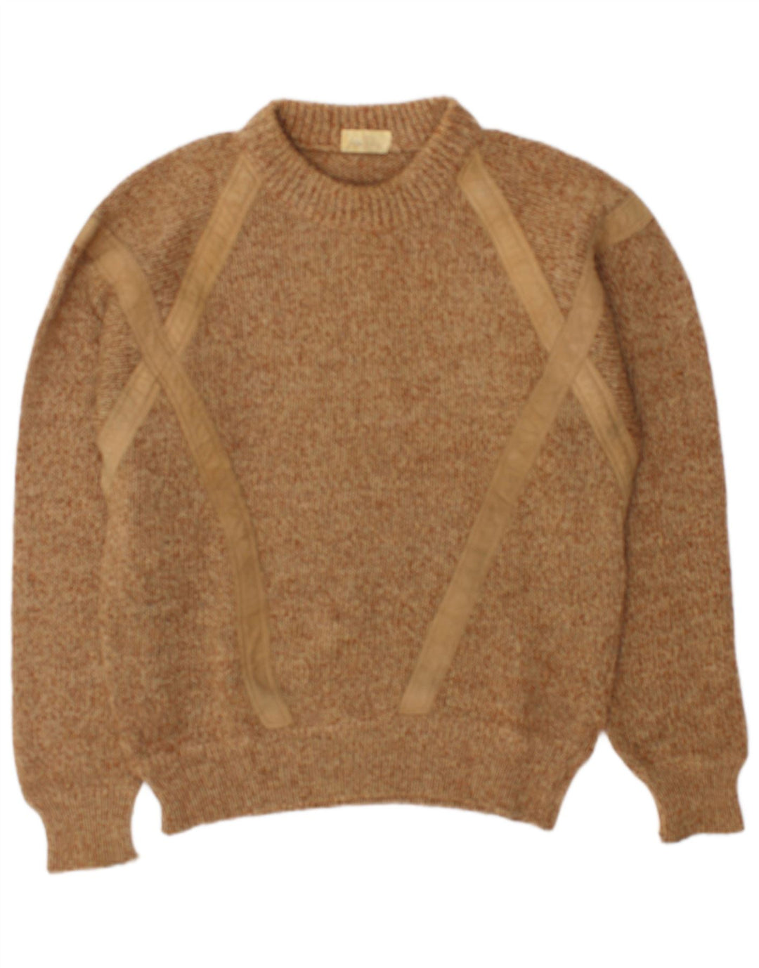 Vintage herre rund hals sweater stor beige flækket