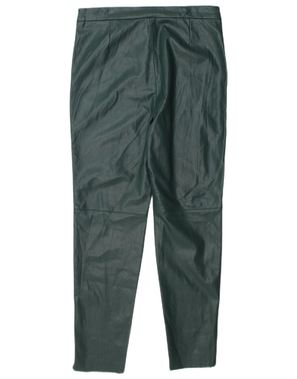Zara Dame Højtalje Skinny Kunstlæder Bukser Large W30 L28 Grøn