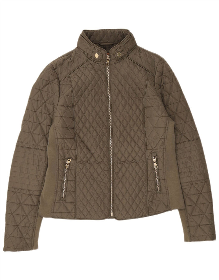 Marks & Spencer Quiltet jakke til kvinder UK 14 Stor Khaki Polyester