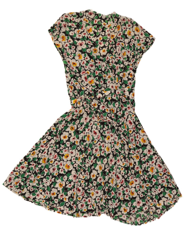 Vintage Kvinde slå-om-kjole UK 12 Medium Multicolored Floral
