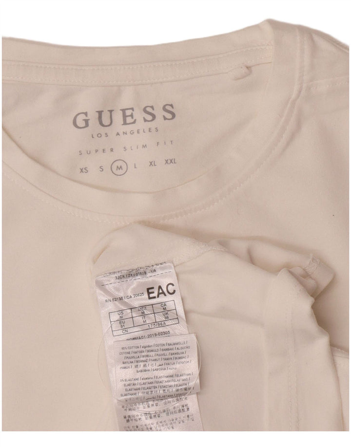 Guess Herre Super Slim Fit T-Shirt Top Medium Hvid Bomuld