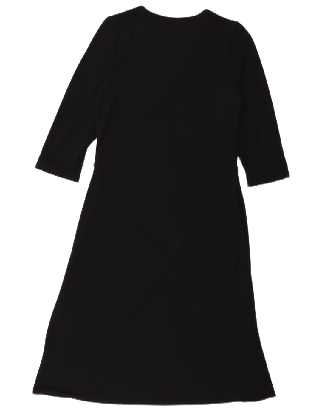 Marks & Spencer Dame 3/4-ærmet A-line kjole UK 12 Medium Sort Viscose