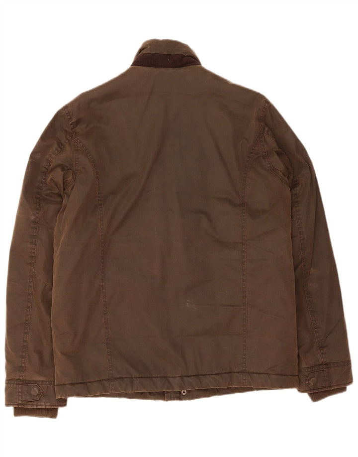 WEIRD FISH Mens Waxed Cotton Jacket UK 36 Small Brown Polyester