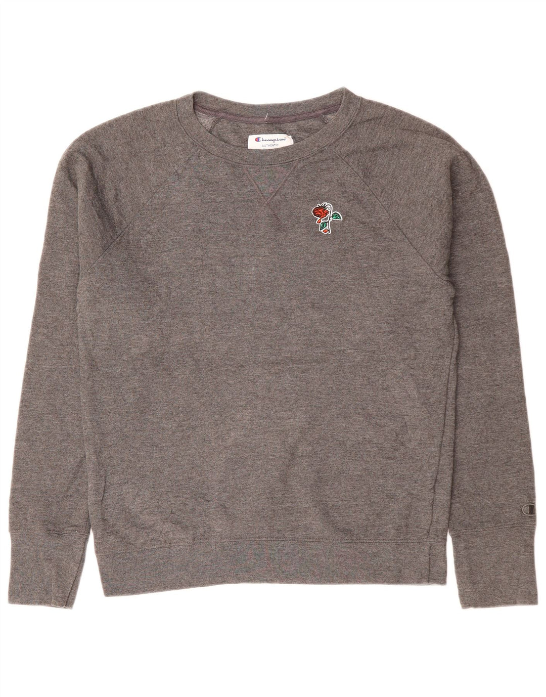 CHAMPION Dame Sweatshirt Jumper UK 14 Medium Grey Floral Polyester