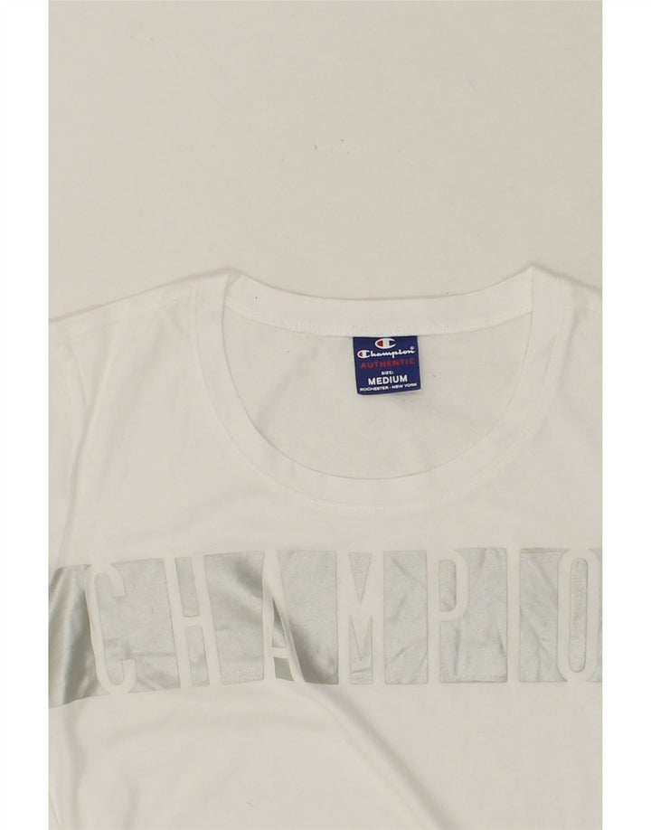 CHAMPION Womens Graphic T-Shirt Top UK 12 Medium Grey Cotton Vintage Champion and Second-Hand Champion from Messina Hembry 
