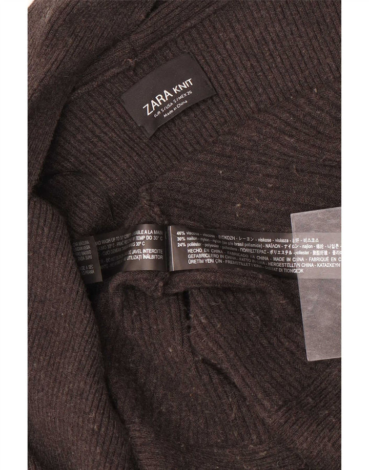 Zara Dame Oversized 3/4 Ærmet Åben Cardigan Sweater UK 10 Lille Grå