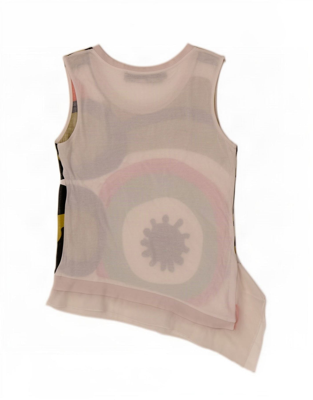 Desigual Dame Asymmetrisk Vest Top UK 12 Medium Hvid Geometrisk