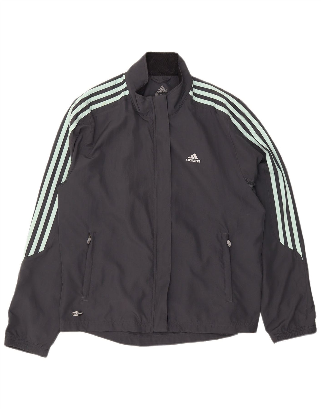Adidas Womens Clima Proof Tracksuit Top Jacket UK 16 Large Grå Polyester