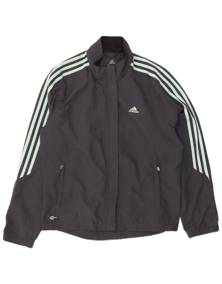 Adidas Womens Clima Proof Tracksuit Top Jacket UK 16 Large Grå Polyester