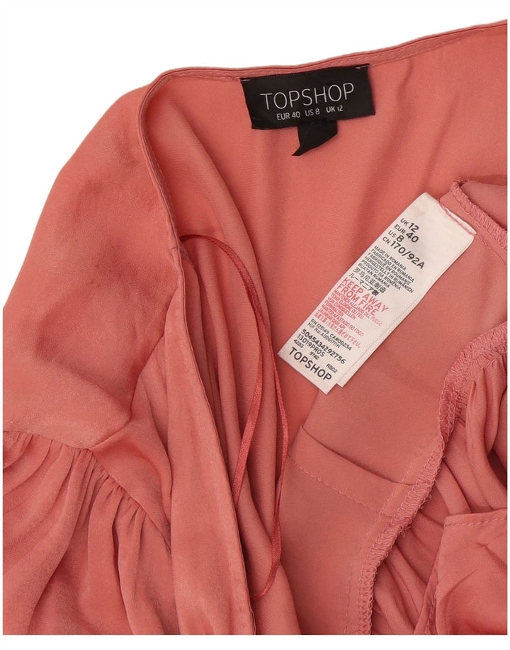 Topshop Dame Wrap Shirt Bluse UK 12 Medium Pink Polyester