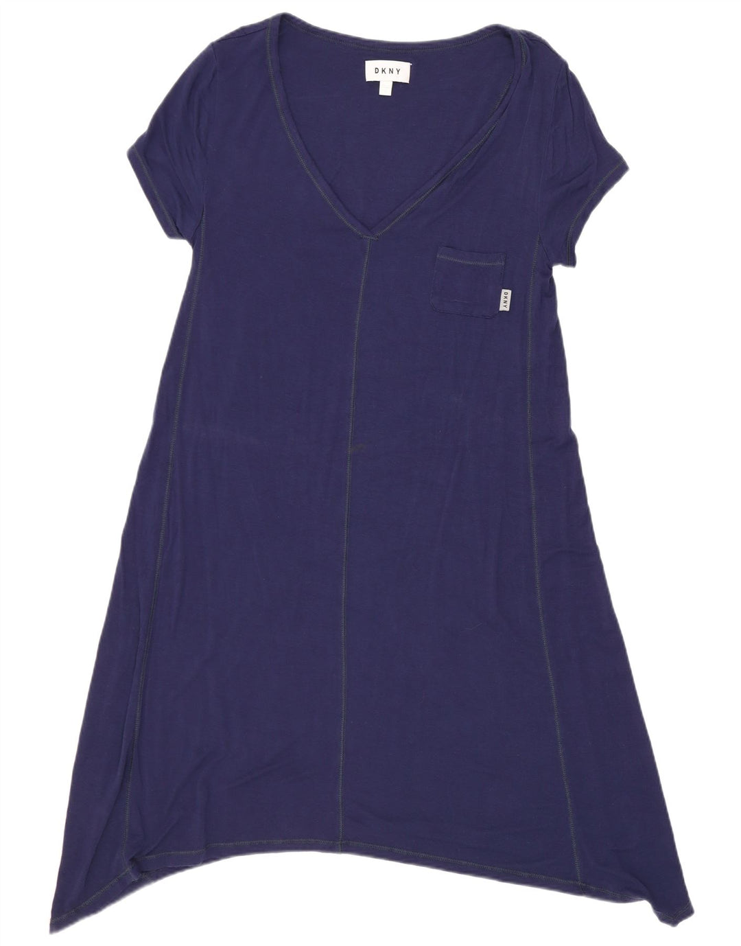 Dkny Dame Tunika Kjole UK 10 Small Navy Blue Rayon