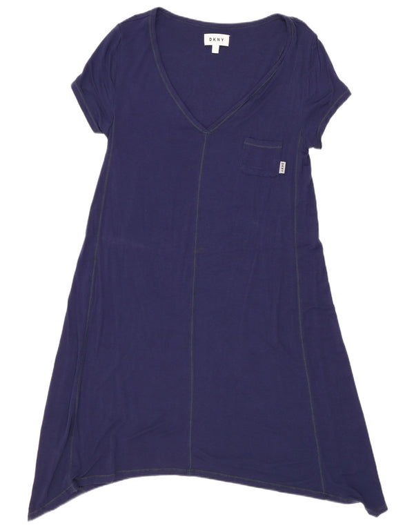 Dkny Dame Tunika Kjole UK 10 Small Navy Blue Rayon