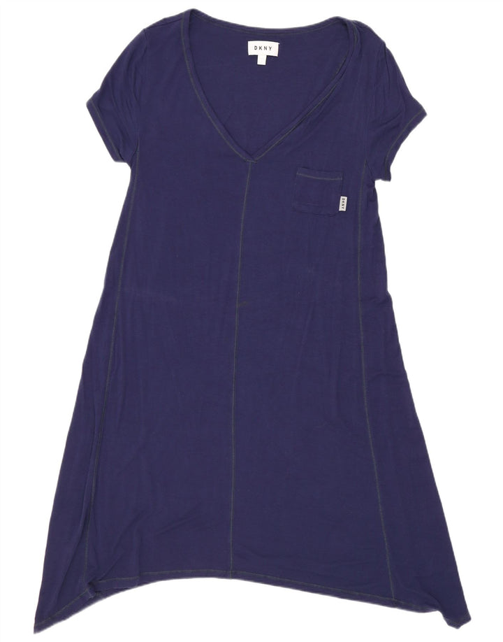 Dkny Dame Tunika Kjole UK 10 Small Navy Blue Rayon