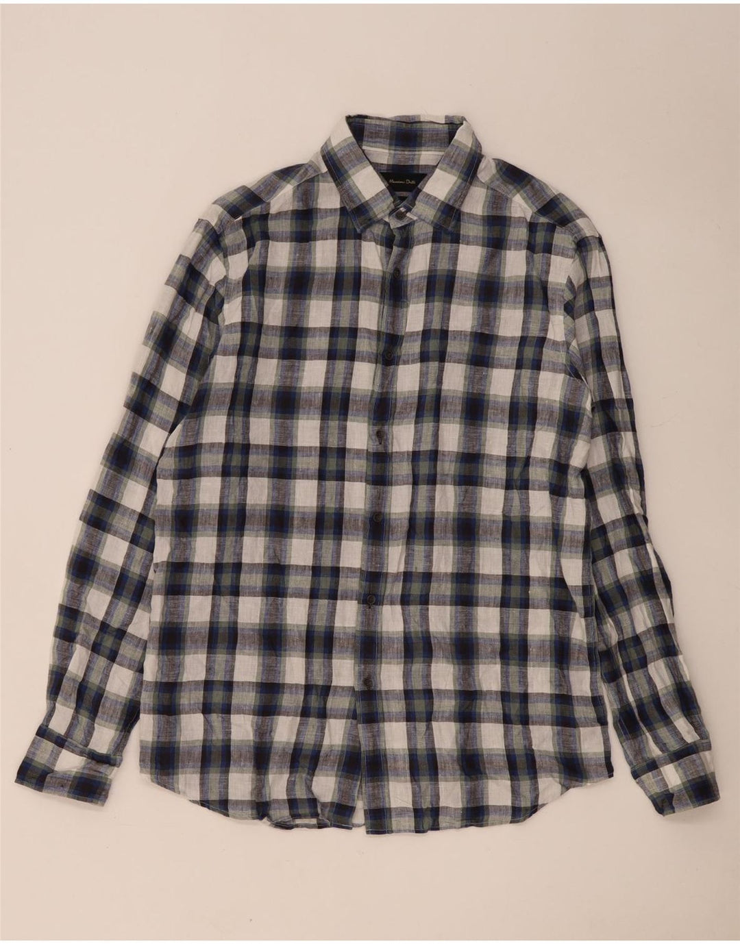 Massimo Dutti herreskjorte stor marineblå ternet linned