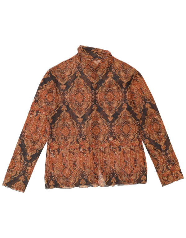 Sara Glenzer Dame Se Through Shirt Bluse EU 46 XL Brun Paisley