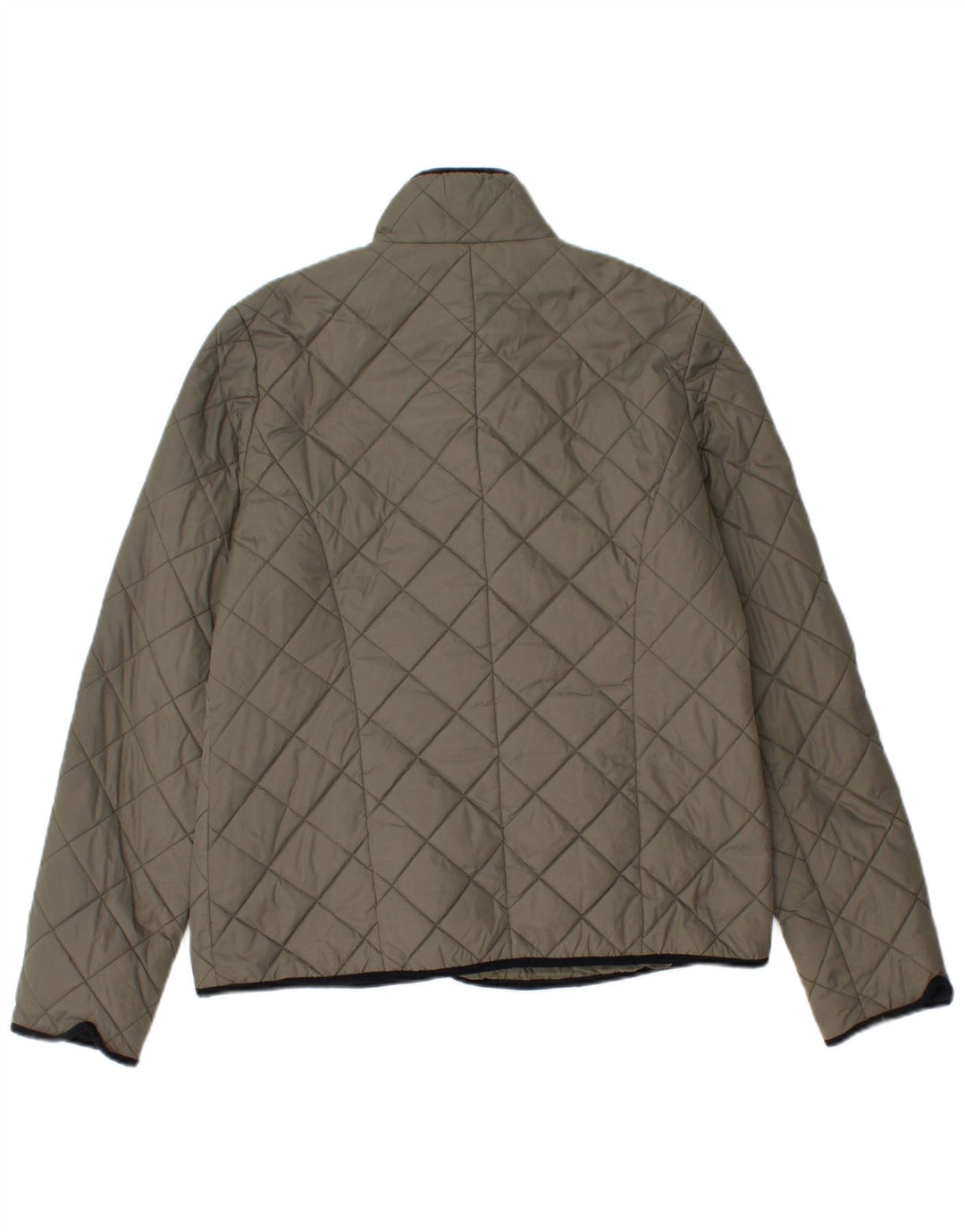 Jaeger Quiltet jakke til kvinder UK 12 Medium Khaki Polyamid