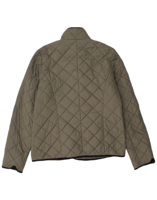 Jaeger Quiltet jakke til kvinder UK 12 Medium Khaki Polyamid
