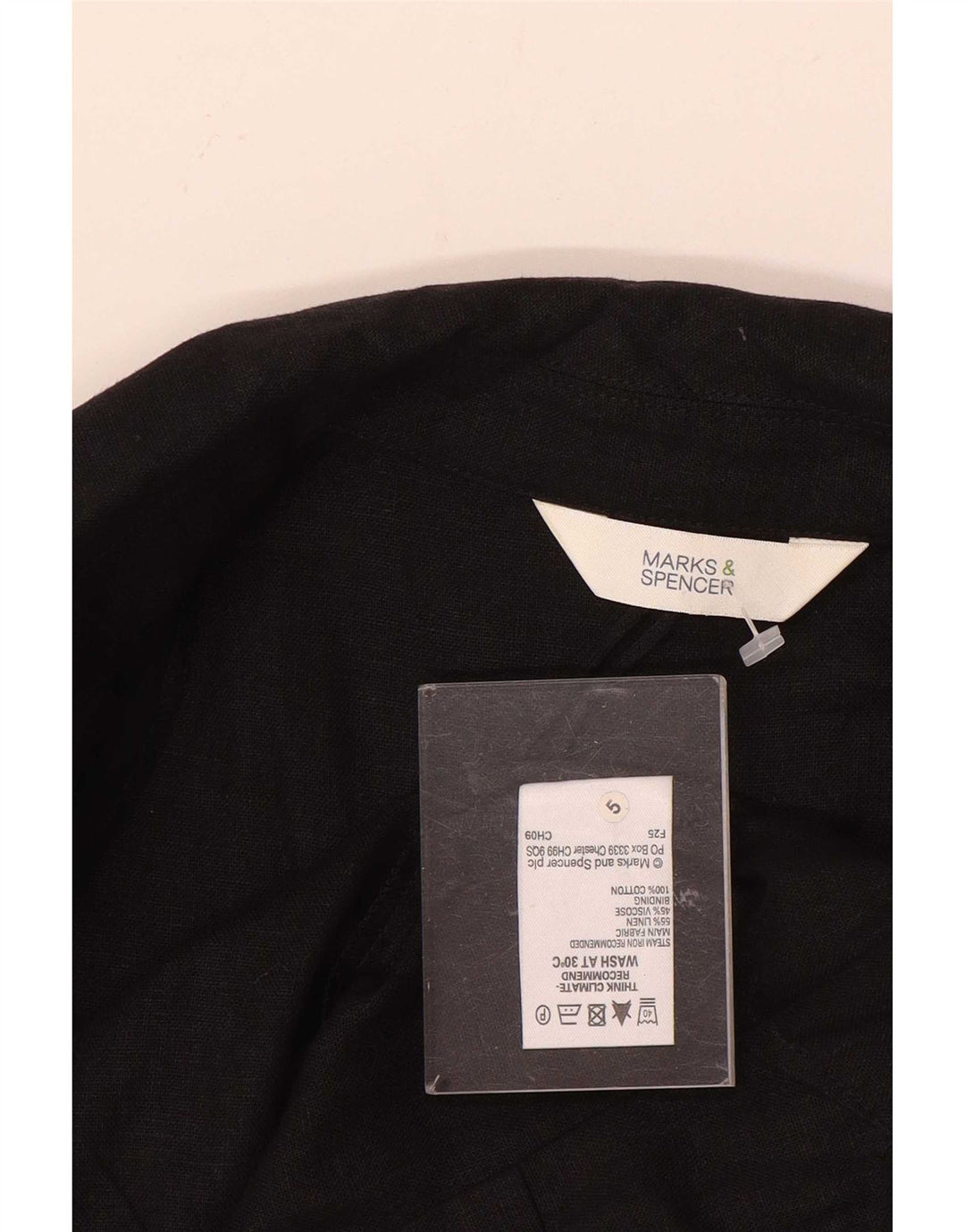 Marks & Spencer Dame 3/4-ærmet blazerjakke UK 8 Lille sort hør