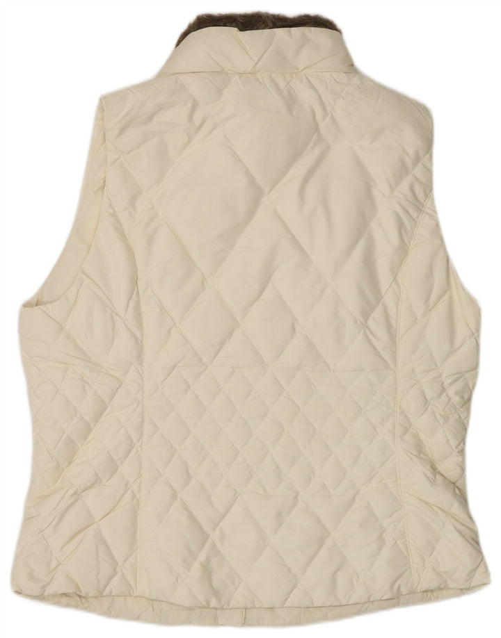 Eddie Bauer Dame Polstret Gilet UK 16 Large Off White Polyester