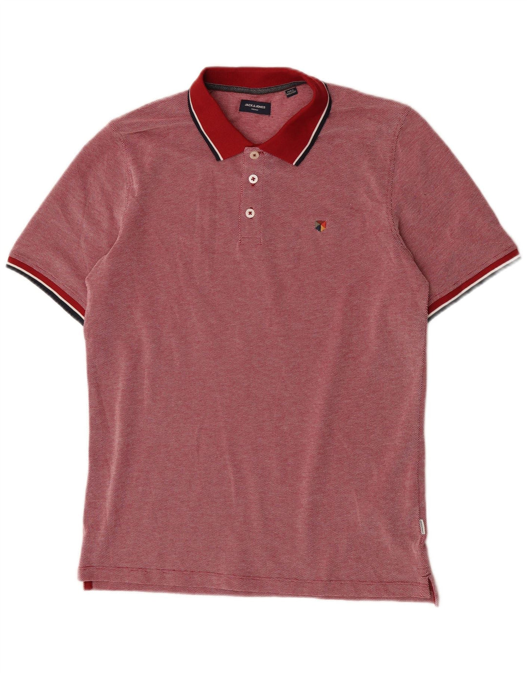 Jack & Jones herre poloshirt Medium rød plettet bomuld