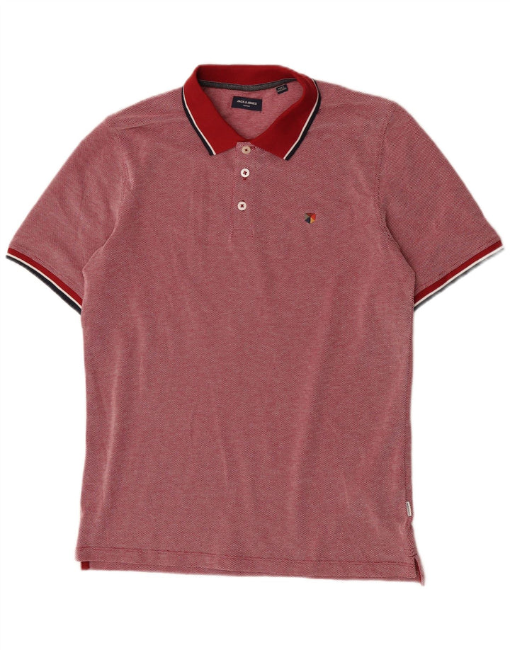 Jack & Jones herre poloshirt Medium rød plettet bomuld