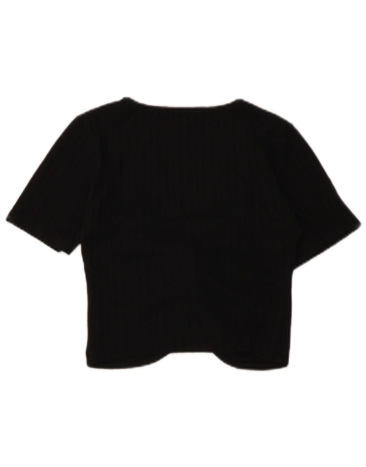Zara Womens Crop Top UK 8 Small Black Polyester
