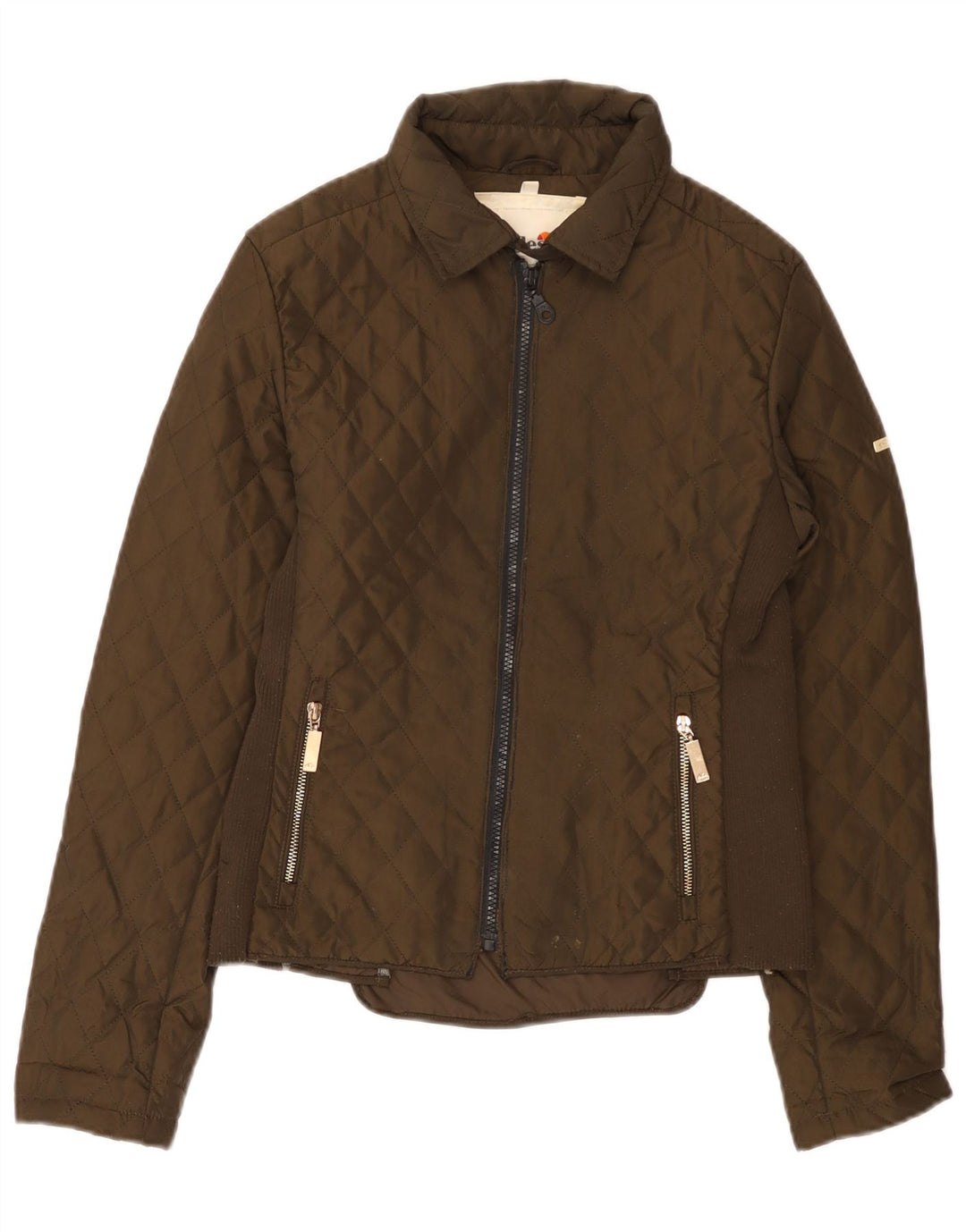 Ellesse Dame Quiltet Jakke UK 12 Medium Brun Polyester
