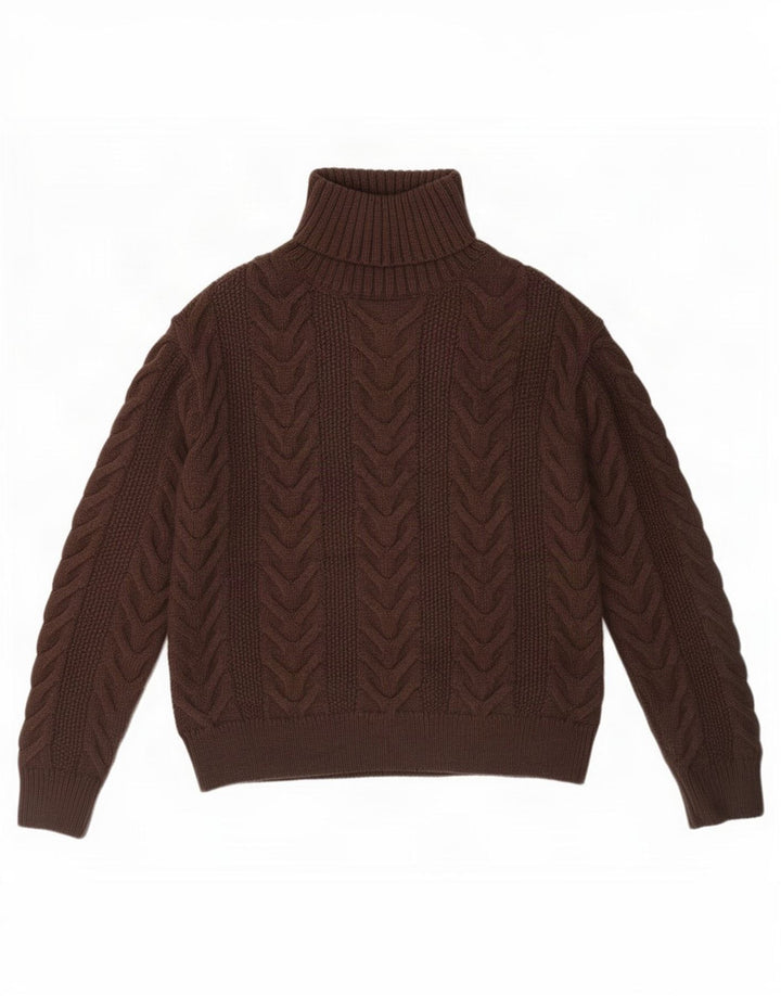 Marks & Spencer Dame Rullehals Sweater UK 10 Lille Brun Akryl